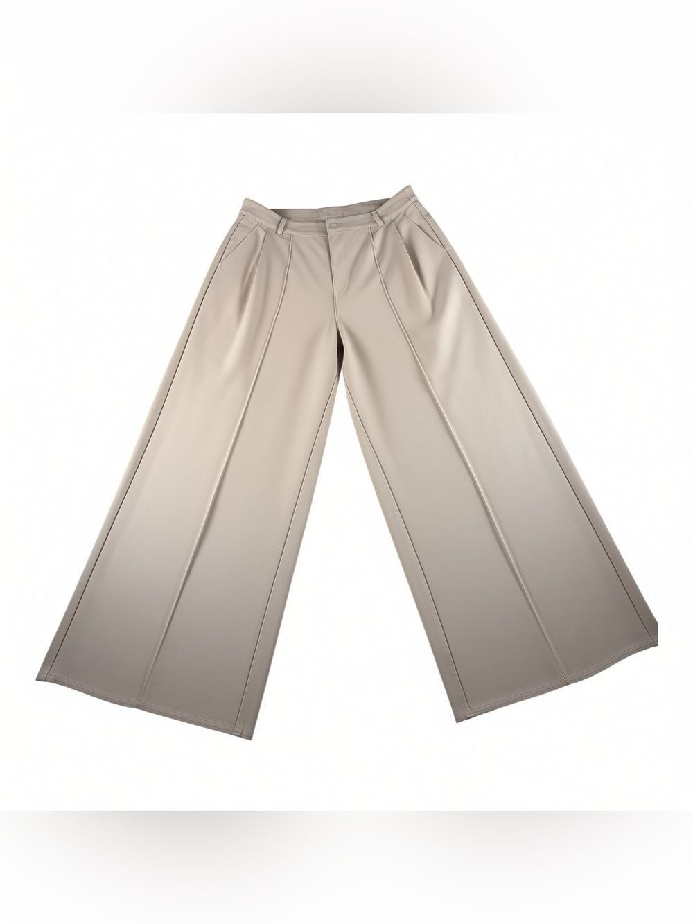 Bar III Beige Wide-Leg Pleated Trousers